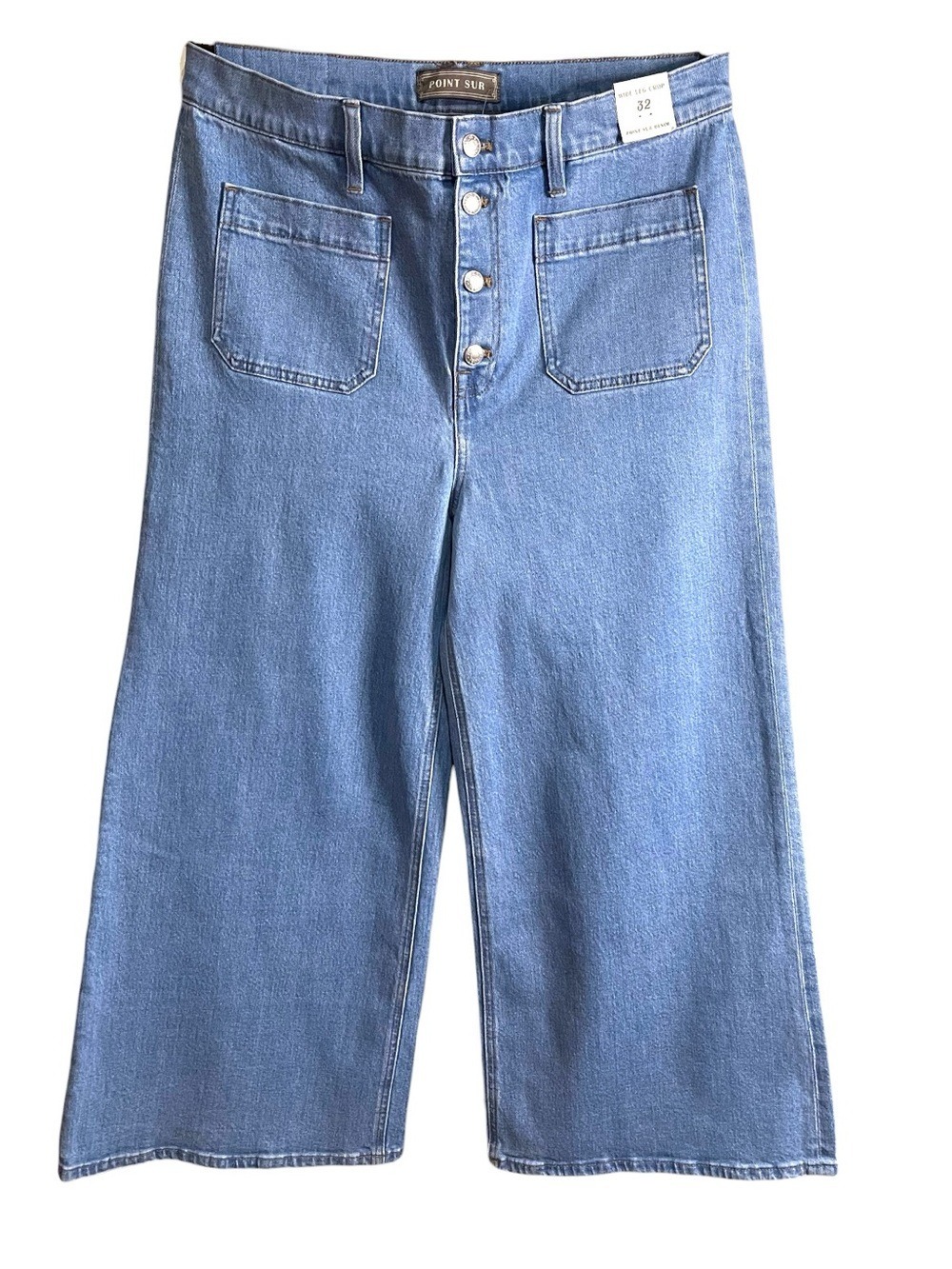 J.Crew Point Sur High-Rise Wide-Leg Cropped Jeans Denim Size 32 Light Wash